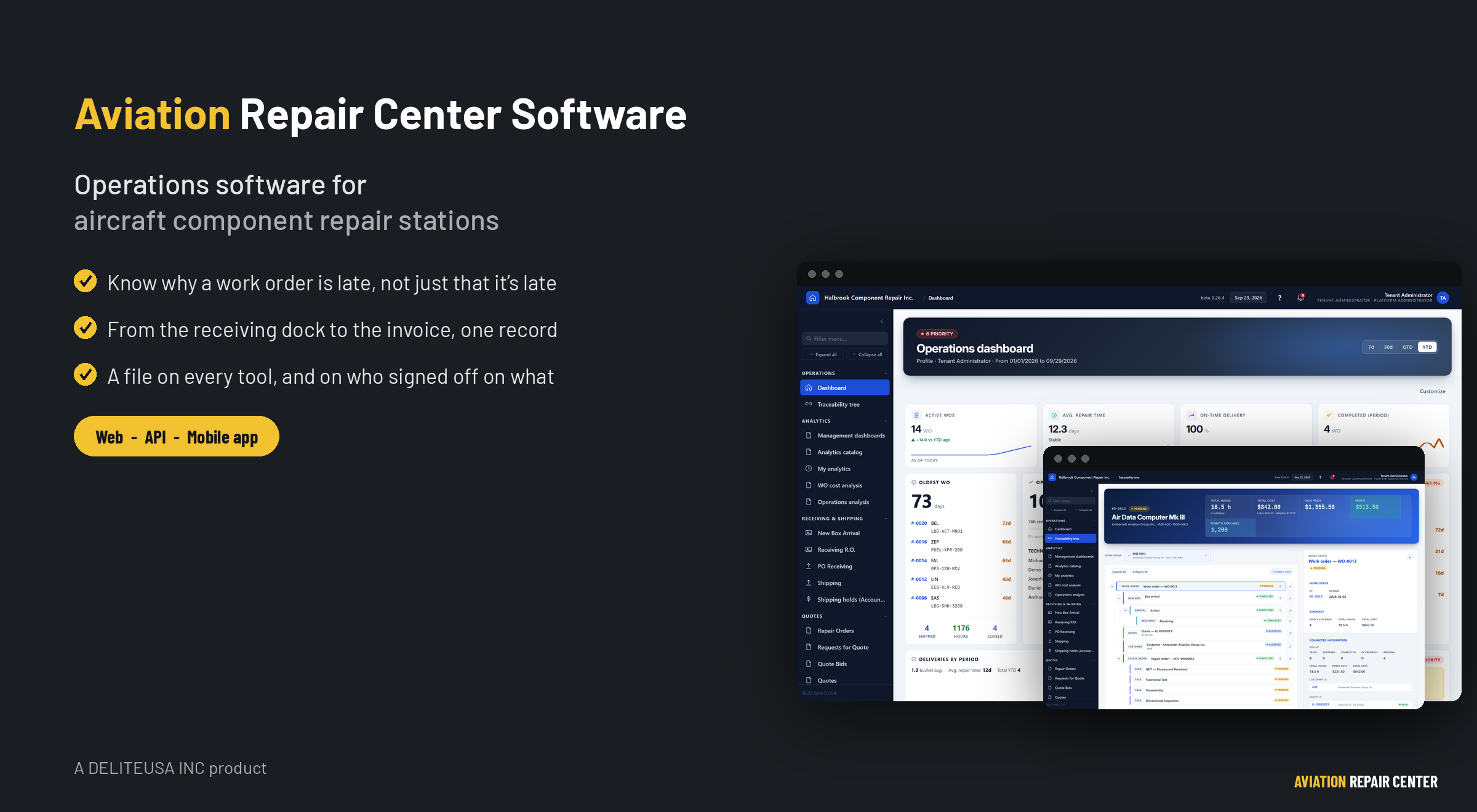 Aviation Repair Center Software — Operations software for aircraft component repair stations